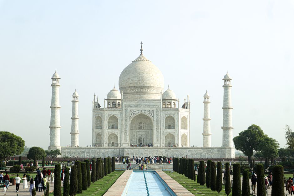 Experience the breathtaking beauty of the Taj Mahal, a symbol of love in India.